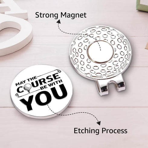 May The Course Be with You Golf Ball Marker with Magnetic Hat Clip, Funny Golf Accessories and Golf Gifts for Men Women Mom Dad Grandpa, Birthday ...