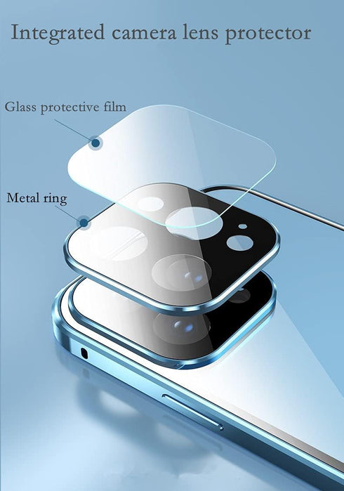 with Safety Lock & Strong Magnetic adsorption for iPhone 13 Pro case with Camera Lens Protector Metal Bumper 360 Full Body Protection Double-Sided...