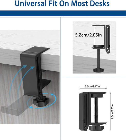 Weiyichuang Desk Headphone Hanger,Headphone Stand, Headphone Foldable Hanger Adjustable Headset Stand Clamp Mount Desk Hook...