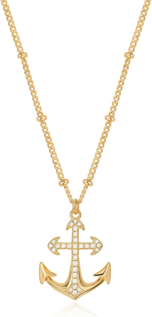 Gold Pendant Necklace for Women 14K Gold Plated Cubic Zirconia Pearl Ocean Coin Starfish Seashell Dainty Necklace Handmade Gold Jewelry Gifts...