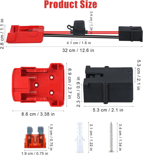 Power Wheels Adapter for Milwaukee M18 Battery, Power Wheels Battery Adapter/Converter with Wire Harness Connector & 40A Fuse Compatible with Fish...