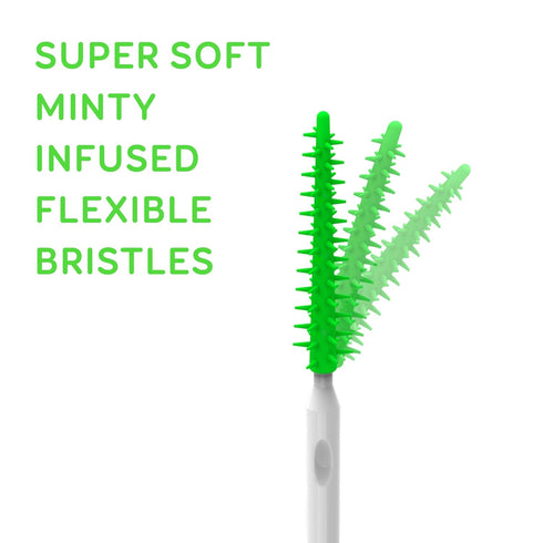 Grin Softstx, Gentle Dental Picks, 90 Count, Soft Flexible Bristles, Textured Plaque Removing Toothpick, Minty Flavor, for Between Teeth, Refillab...