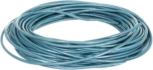 2mm Genuine Round Leather Cord Strips for Bracelets, Necklaces, Beading, and Other Jewelry Making – 10 Yards / 9.1 Meters – Light Blue...