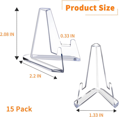 15 Pack Card Display Stands Acrylic Card Display Clear Mini Card Stands Sports Card Holder for Display Challenge Medals Baseball Card Trading Card...