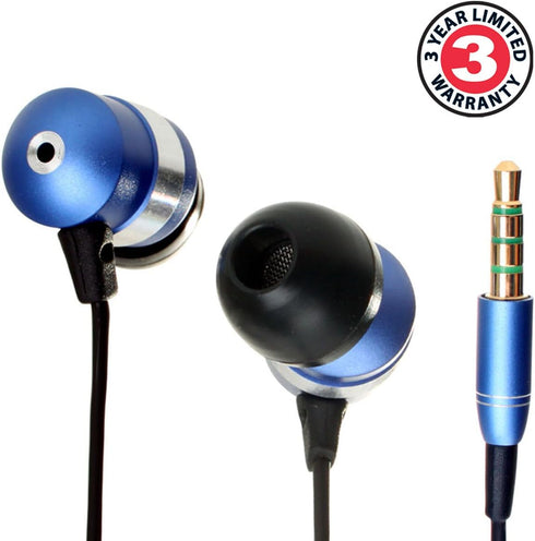 GOgroove AudiOHM HF Earbud Headphones with Mic, Deep Bass, & Comfortable Ear Gels (Blue) in-Ear Earphones Featuring Noise Isolating Design, Durabl...