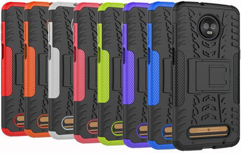 Yiakeng for Moto Z3 Case, Moto Z3 Play Case, Dual Layer Shockproof Slim Protective with Kickstand Hard Phone Case Cover for Motorola Moto Z3 (Red)...