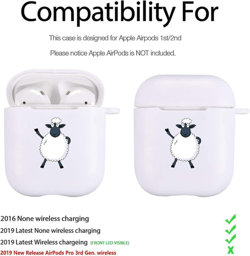 MAYCARI Cute Sheep Case for AirPods 2&1 with Keychain,?White? Animals Design Protective Soft TPU Cover Compatible with Apple AirPods Charging Case...