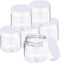 SATINIOR 6 Pack 3 oz Plastic Jars Containers with Lids Wide-mouth Refillable Leakproof Reusable Round Empty Jars for Travel Cosmetic Dry Food Spic...