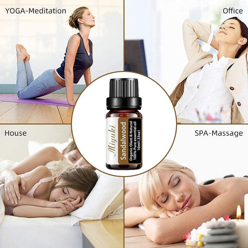 Sandalwood Essential Oil for Diffuser for Home Office Bedroom Bathroom Study Living Yoga Spa Large Room Outdoors-10ml...