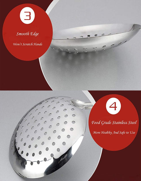 TENTA KITCHEN Dia 16CM Stainless Steel Skimmer/Slotted Spoon/Strainer Ladle With ABS Plastic Heat Resistant Handle...