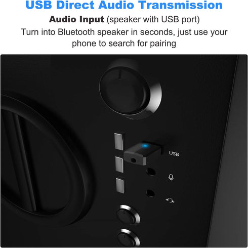 Isobel USB Bluetooth 5.0 Transmitter Receiver, 4-in-1 Mini Wireless Audio Adapter, 3.5mm Bluetooth AUX Adapter for TV PC Headphones Speakers Car/H...