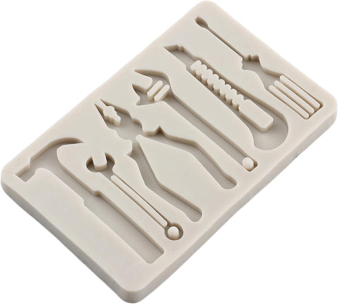 Hand Tools Silicone Molds Hammer Pliers Wrench Fondant Mold Construction Tool Mold For Sugar Cake Decorating Cupcake Topper Chocolate Gum Paste Ca...