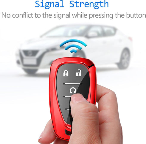 Sindeda for Chevrolet Key Fob Cover With Keychain Soft TPU Full Protection Key Shell Case Compatible with Chevrolet 2016-2024 Chevy Malibu Camaro ...