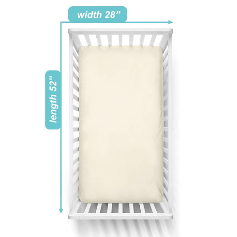 American Baby Company 100% Natural Cotton Fitted Crib Sheet 52" x 28" - Soft, Breathable, Hypoallergenic & Gentle Toddler Bed Sheet, Ecru, Neutral...