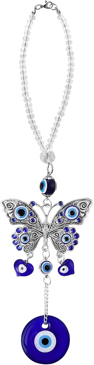 Cobee Evil Eye Car Hanging Ornament- Evil Blue Eye Charms for Car Rear View Mirror, Evil Eye Beaded Decor Car Charms Pendant, Car Amulet Ornament ...