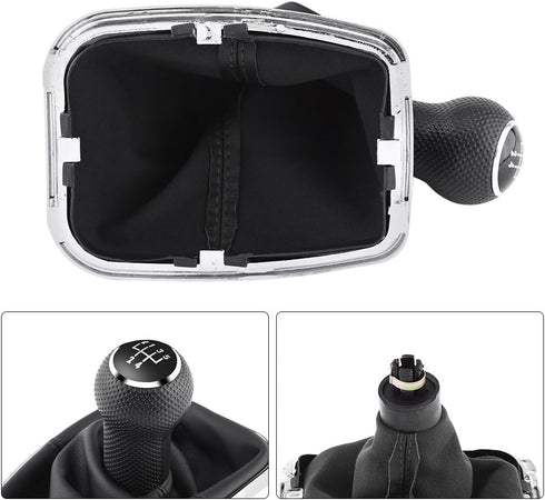 Qiilu 5 Speed Car Gear Shift Knob Gearstick Gaiter Boot Manual Shift Boot Kit for Golf4/Jetta/ 1999-2004...