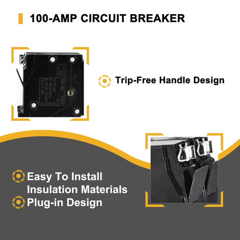 New Upgrade 2100 2-Pole 100-Amp Circuit Breaker, 3/4-Inch Plug-On Molded Case Circuit Breaker, Thermal Magnetic Protection, 100 Amp 10 KAIC, 120/2...