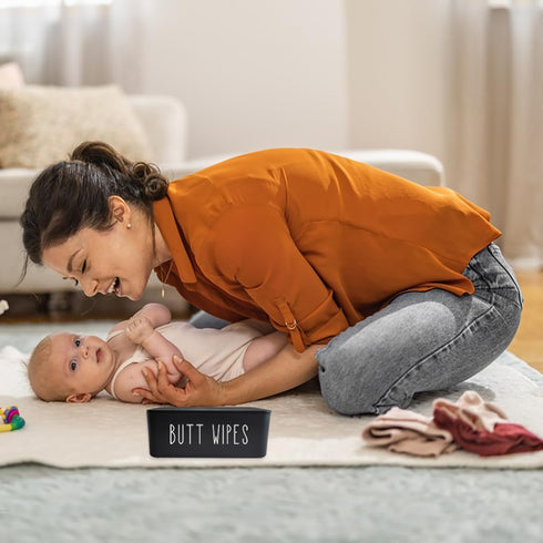 2 Pack Butt Wipes Dispenser 7.28" L * 4.80" W * 2.75" H, Flushable Wipes Dispenser for Bathroom Chic Style Baby Wipes Container Nursery Diaper Wip...