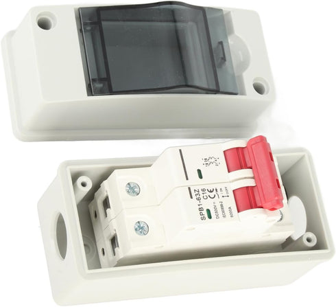 Miniature Circuit Breaker for Solar Panels Outdoor Waterproof Solar Disconnect Switch with IP65 Rating DIN Rail Enclosure and RV Breaker Box for D...