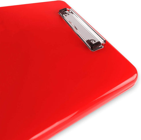 Super Z Outlet Slim Plastic Nursing RN Style Coaches Clipboard with Open Foldable Storage, Classroom Teacher College Size (9.5" x 13.5") (Red)...