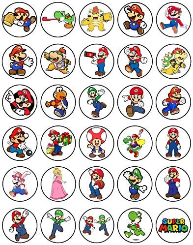 30 x Edible Cupcake Toppers – Classic Video Game Themed Collection of Edible Cake Decorations...