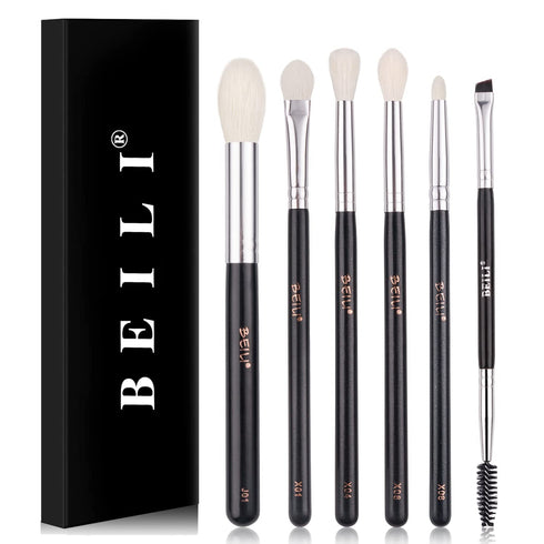 BEILI Eye Makeup Brushes 6pcs Eyeshadow Brushes Natural Goat Professional Makeup Brushes Set for Eyeshadow, Blending, Eyebrow, Highlighter...