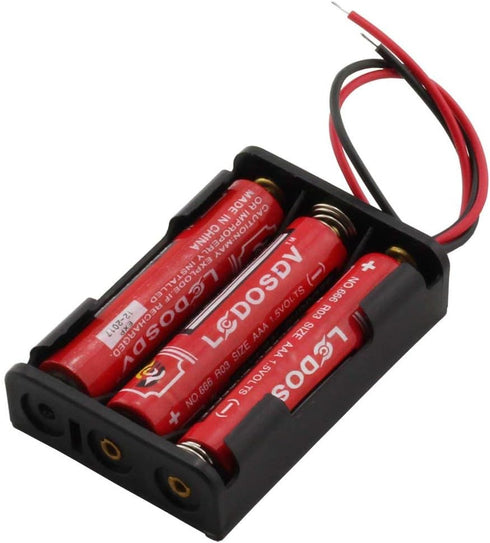 6 Pieces 3 Slots x 1.5V AAA Battery Case Holder Battery Spring Clip Storage Box with 6 inches Wire Leads...