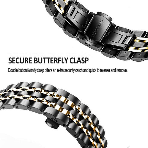 Band Compatible with Samsung Gear S3 / Galaxy Watch 46mm / Galaxy Watch 3 45mm, 22mm 7-Rows Stainless Steel Metal Replacement Strap for Huawei Wat...