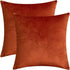 Set of 2 Comfortable Velvet Throw Pillow Cases Decorative Solid Cushion Covers for Sofa Couch and Bed - 18"x18", Rust...