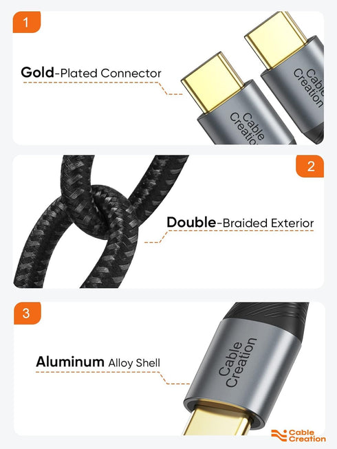 CableCreation Short USB C to USB C Cable 2 Pack, Type C Fast Charging USB C Cable 0.8FT, Double-Braided Exterior Compatible with Galaxy S22 Ultra ...