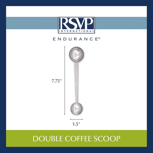 RSVP International Coffee Measuring Spoon, Long Handled Stainless Steel Scoop Multi-purpose for Baking, Ground Coffee, Beans or Loose Leaf Tea, Do...