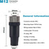 M12 5-Pin Female Circular Aviation Connector Plug 12mm Waterproof Circular Aviation Connector Plug Adapter 4 Pack...