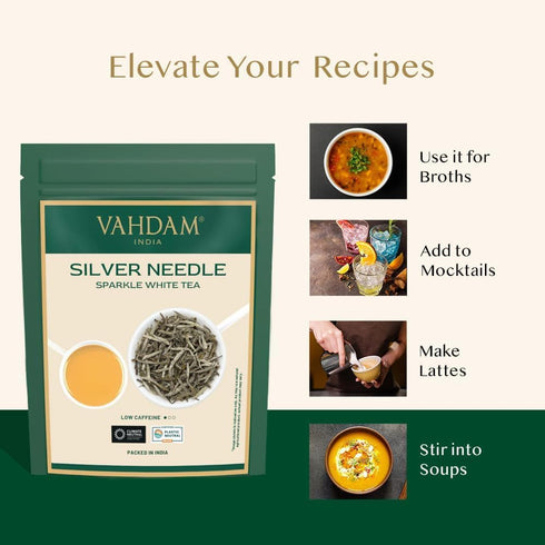 VAHDAM, Silver Pine Needle White Tea Loose Leaf 50g | Caffeine Free, Gluten Free | Pure Unblended Loose Leaf Tea | Vacuum Sealed | Brew As Hot, Ic...