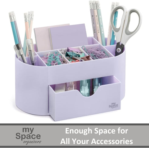 Lavender Desk Organizer for Office Supplies and Desk Accessories - Pen Holder Desktop Organization for Room College Dorm Home School (White Lavend...