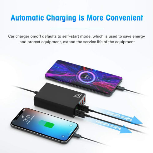 Multi Ports USB Car Charger, 96W 6 Port QC3.0 Fast Adapter Multiple Ports, with Four Quick Charge 3.0 Port, 12V-24V Multi Device Cigarette Lighter...