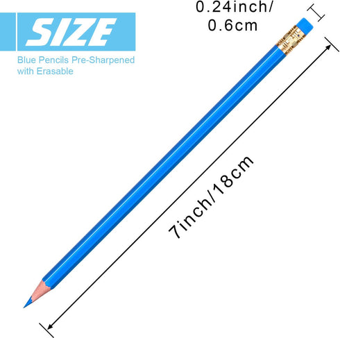 Zhanmai 36 Pieces Checking Pencils Erasable Pencils Pre Sharpened #2 HB with Erasable Tops for Checking Map Coloring Tests Grading (Blue)...