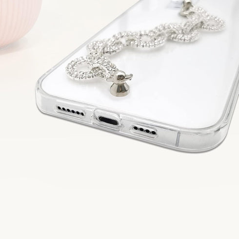 Bonitec Compatible with iPhone 12 Pro Max Case Clear Bracelet 3D Glitter Sparkle Bling Strap Luxury Shiny Crystal Rhinestone Diamond Silver Chain ...