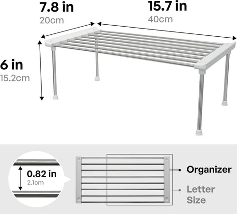 carrotez Cabinet Organizer Shelf, Set of 2 Stackable Kitchen Counter Shelves, Kitchen Cabinet Organizers and Storage, Pantry Storage Shelf Organiz...