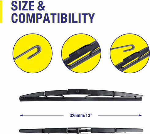 Back Windshield Wiper Blades 13 Inch (Pack of 2), Replacement For Honda CRV 2016 2015 2014 2013 2012 And More, Premium All-Season Rear Wiper Blade...