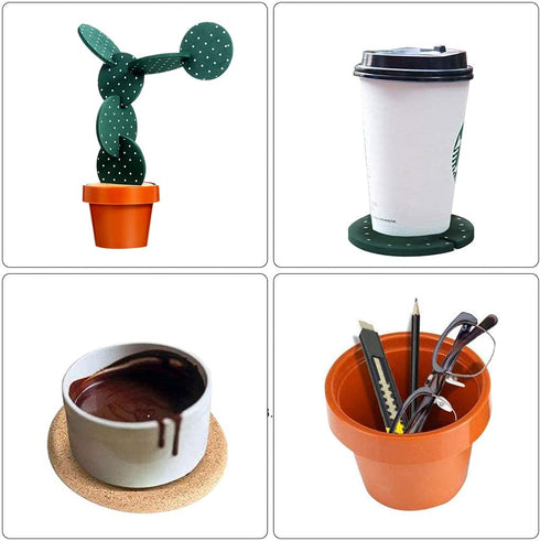 Coasters Cactus Set of 6 DIY Funny Coasters for Drinks with Flowerpot Holder,Novelty Coasters Cactus Gifts for Bar Home Decor (Green with Point)...