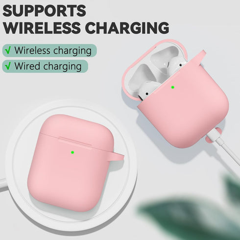 Airpods Case Cover 2&1(2019) with Cleaner Kit,Soft Silicone Protective Case for Apple AirPods 2nd/1st Generation Charging Case with Keychain,Shock...