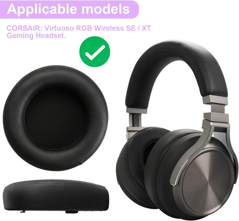 Virtuoso RGB Ear Pads Replacement Ear Cushions Compatible with Corsair Virtuoso RGB Wireless XT SE Gaming Headset Earpads Protein Leather and Soft...