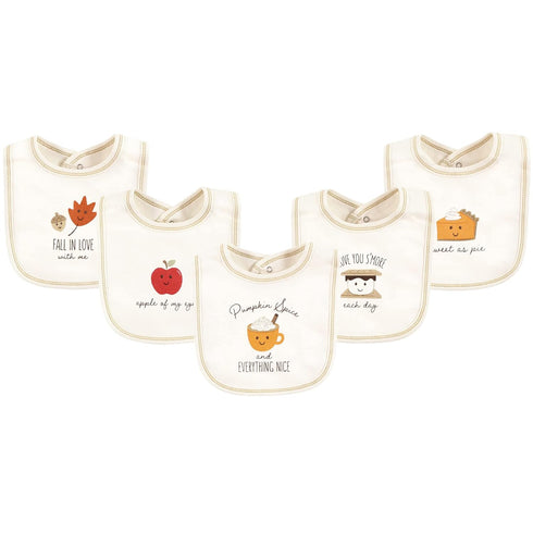Touched by Nature Unisex Baby Organic Cotton Bibs, Fall Food, One Size...