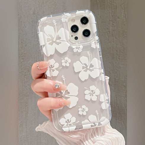 Fycyko Compatible for iPhone 14 Pro Max Case Cute Hibiscus Flower Print Clear Aesthetic Design Summer Floral with Women Teen Girls Soft TPU Phone ...