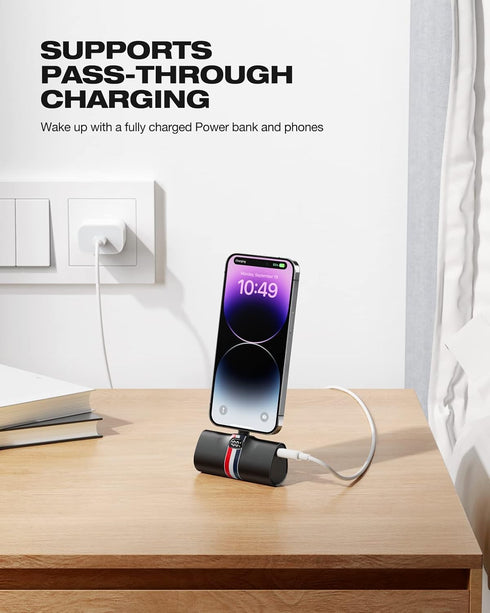 Mini Portable Charger for iPhone | 5000mAh 20W PD Fast Charging Battery Pack with Stand | Cute LED Display Small Power Bank for iPhone 14, 13, 12,...