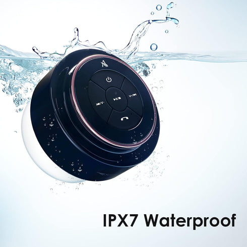 XLEADER Rose Gold Bluetooth Shower Speaker, SoundAngel Mate Certified IPX7 Waterproof Bathroom Speaker with Suction Cup Mic 5W Crystal Sound, 15H ...