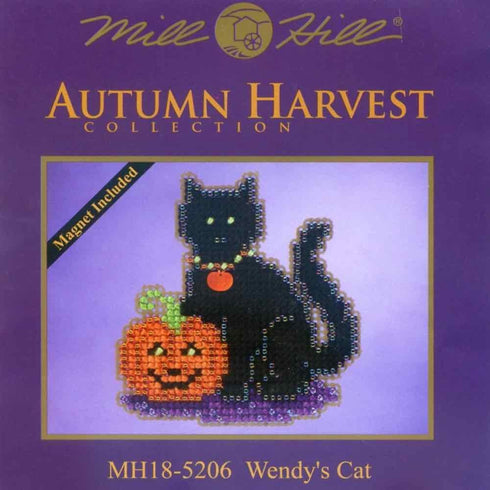 Wendy's Cat Beaded Halloween Counted Cross Stitch Kit Mill Hill 2015 Autumn Harvest MH185206...