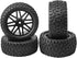 12mm Hex Wheel Rims Mesh Shape Rubber Tires with Sponge 88mm/3.46" Replacement for 1/10 RC Off-Road Car Truck Monster,Black...