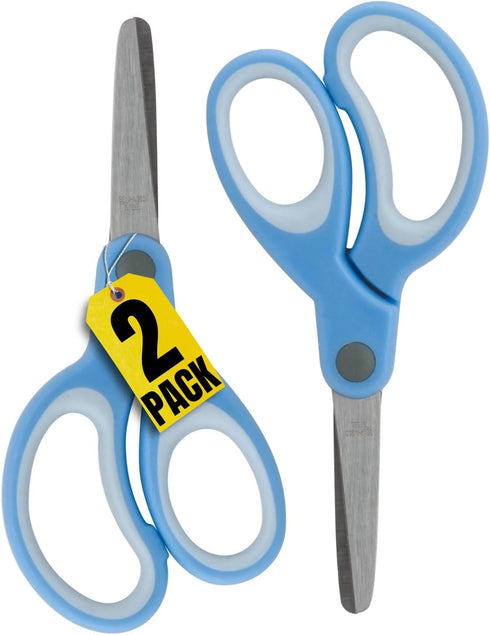 1InTheOffice Kids Safety Scissors, Blunt Tip Scissors, Scissors for Kids, Blue, 2 Pack...