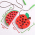 KLT Lacing Toy for Toddlers, Wooden Threading Toys, 1 Apple and 1 Watermelon with Bag, Educational and Learning Montessori Activity for Baby and K...